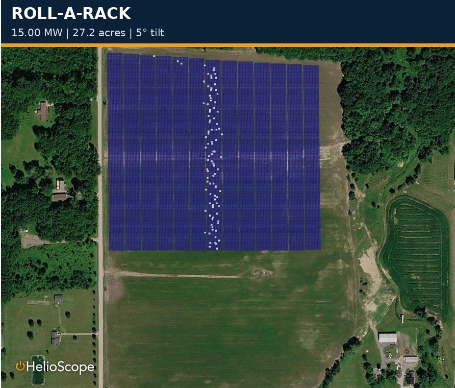 Helioscope project modeling: Roll-A-Rack array layout